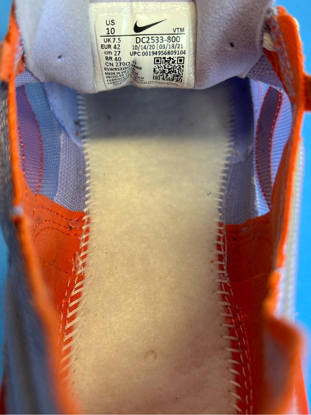 Women’s Nike Waffle One Team Orange Sz 10 NO INSOLES DC2533-800 Like New No Box - Picture 13 of 16